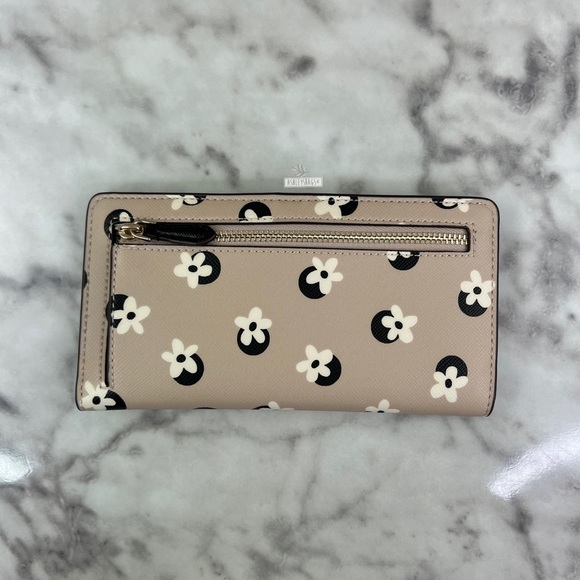 Kate Spade Floral Polka Dot Print Tote & Large Slim Bifold Wallet Neutral Multi - Picture 11 of 13